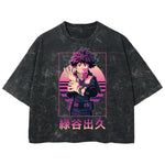 Playera streetwear premium de anime y gaming ExtraLife MX, corte boxy deluxe mineral wash heavyweight en color Acid Wash, moda urbana mexicana de culto.
