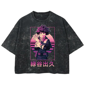 Playera streetwear premium de anime y gaming ExtraLife MX, corte boxy deluxe mineral wash heavyweight en color Acid Wash, moda urbana mexicana de culto.