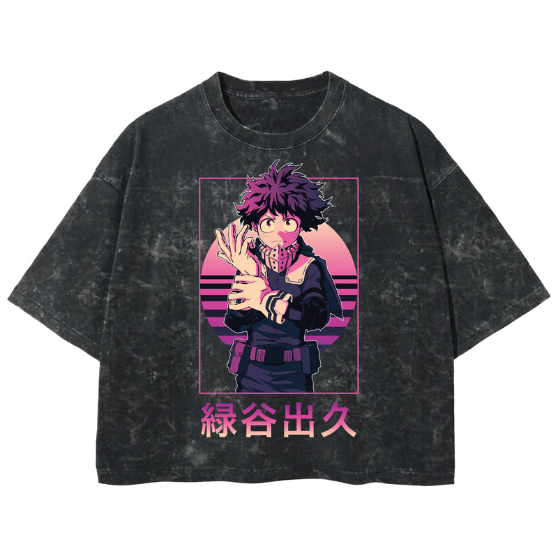 Playera streetwear premium de anime y gaming ExtraLife MX, corte boxy deluxe mineral wash heavyweight en color Acid Wash, moda urbana mexicana de culto.