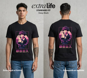 La Academia de Heroes | El Heroe Analista al Atardecer #02519 - Playera Standard Fit | Deep Black - Foto en modelo