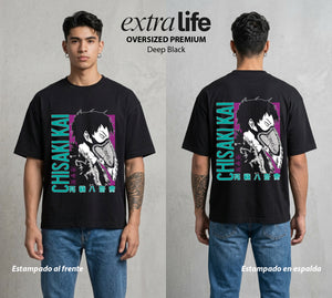 La Academia de Heroes | Las Manos del Mal #02521 - Playera Oversized Premium | Deep Black - Foto en modelo