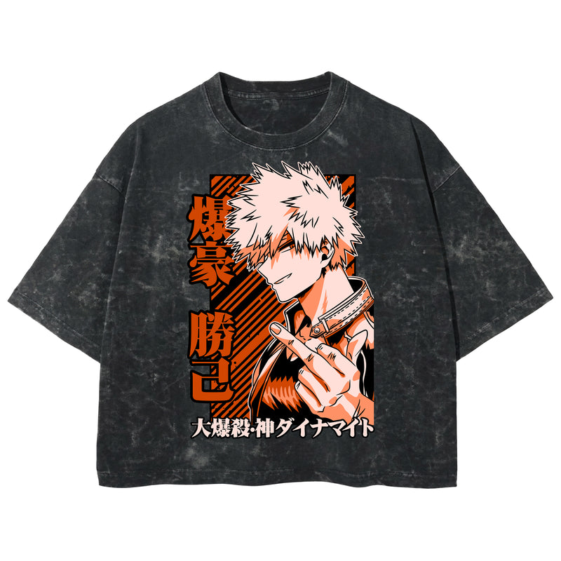 Playera streetwear premium de anime y gaming ExtraLife MX, corte boxy deluxe mineral wash heavyweight en color Acid Wash, moda urbana mexicana de culto.