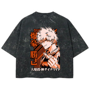 Playera streetwear premium de anime y gaming ExtraLife MX, corte boxy deluxe mineral wash heavyweight en color Acid Wash, moda urbana mexicana de culto.