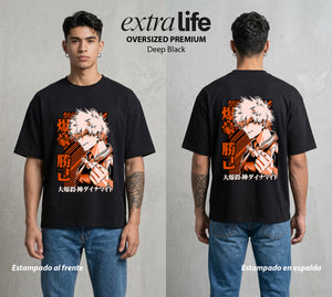 La Academia de Heroes | La Explosion del Bien #02522 - Playera Oversized Premium | Deep Black - Foto en modelo
