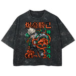 Playera streetwear premium de anime y gaming ExtraLife MX, corte boxy deluxe mineral wash heavyweight en color Acid Wash, moda urbana mexicana de culto.