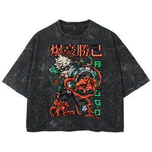 Playera streetwear premium de anime y gaming ExtraLife MX, corte boxy deluxe mineral wash heavyweight en color Acid Wash, moda urbana mexicana de culto.