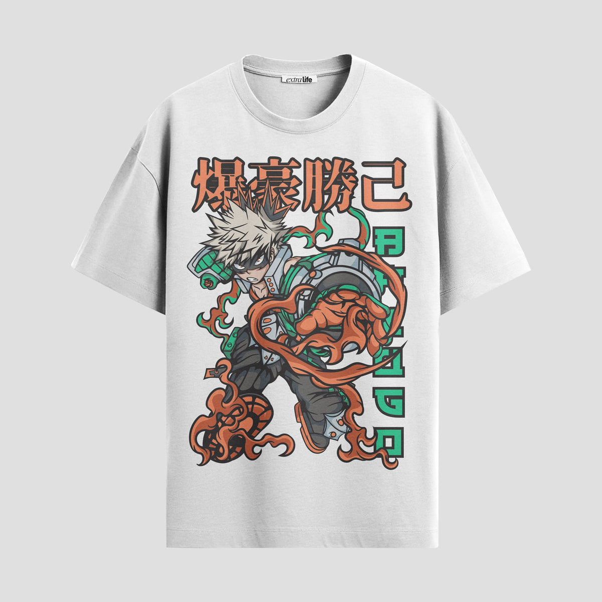 Playera urbana de anime y gaming ExtraLife MX, corte Classic Premium unisex ligero y transpirable en color Deep Black y Pure White, ropa de uso diario para gym y casual.