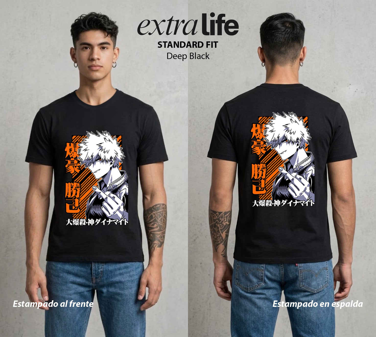 La Academia de Heroes | La Explosion del Bien #02524 - Playera Standard Fit | Deep Black - Foto en modelo