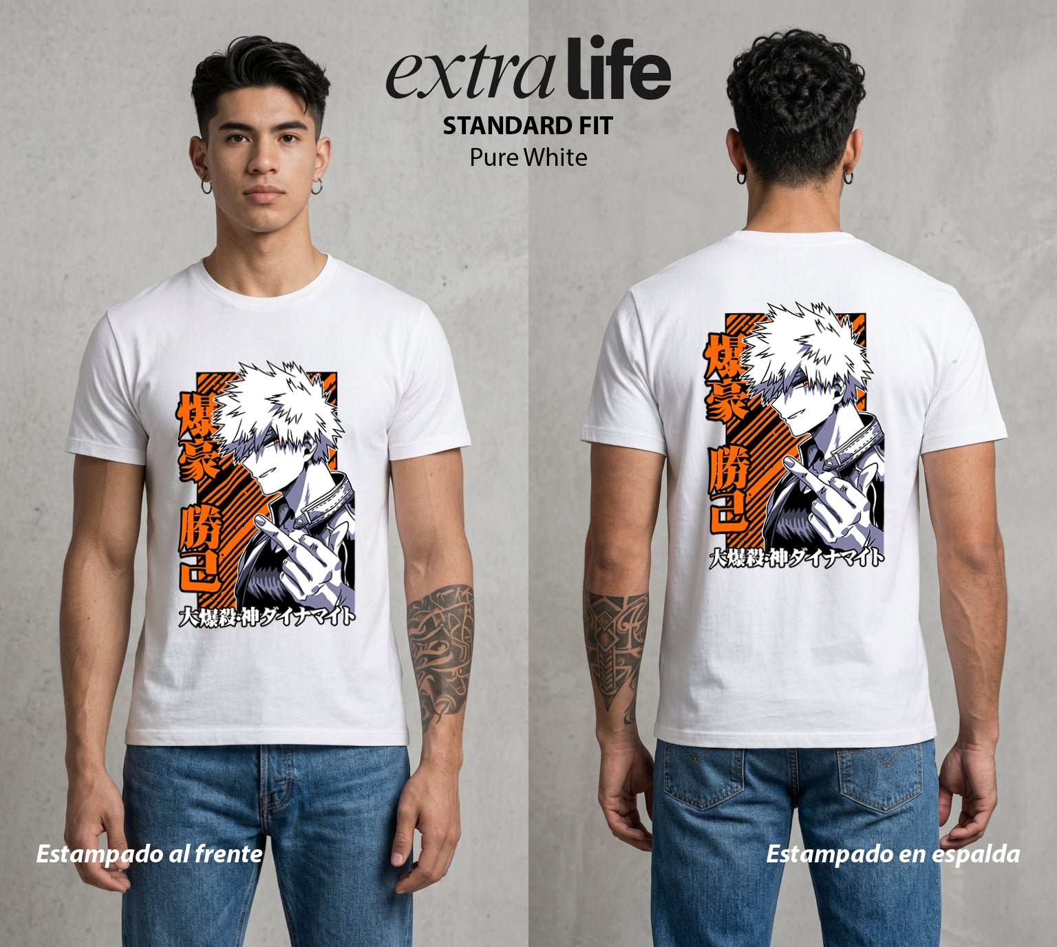La Academia de Heroes | La Explosion del Bien #02524 - Playera Standard Fit | Pure White - Foto en modelo