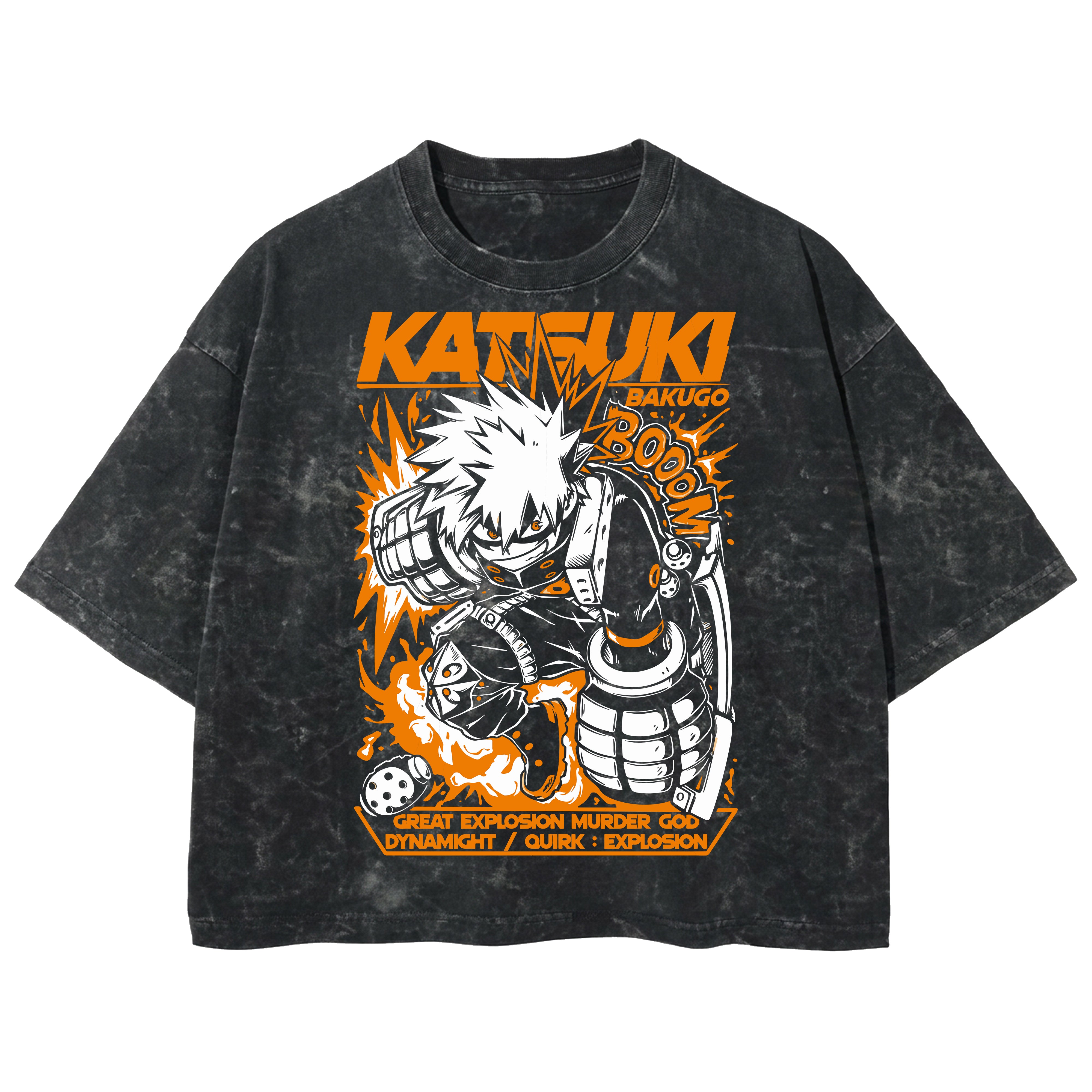 Playera streetwear premium de anime y gaming ExtraLife MX, corte boxy deluxe mineral wash heavyweight en color Acid Wash, moda urbana mexicana de culto.