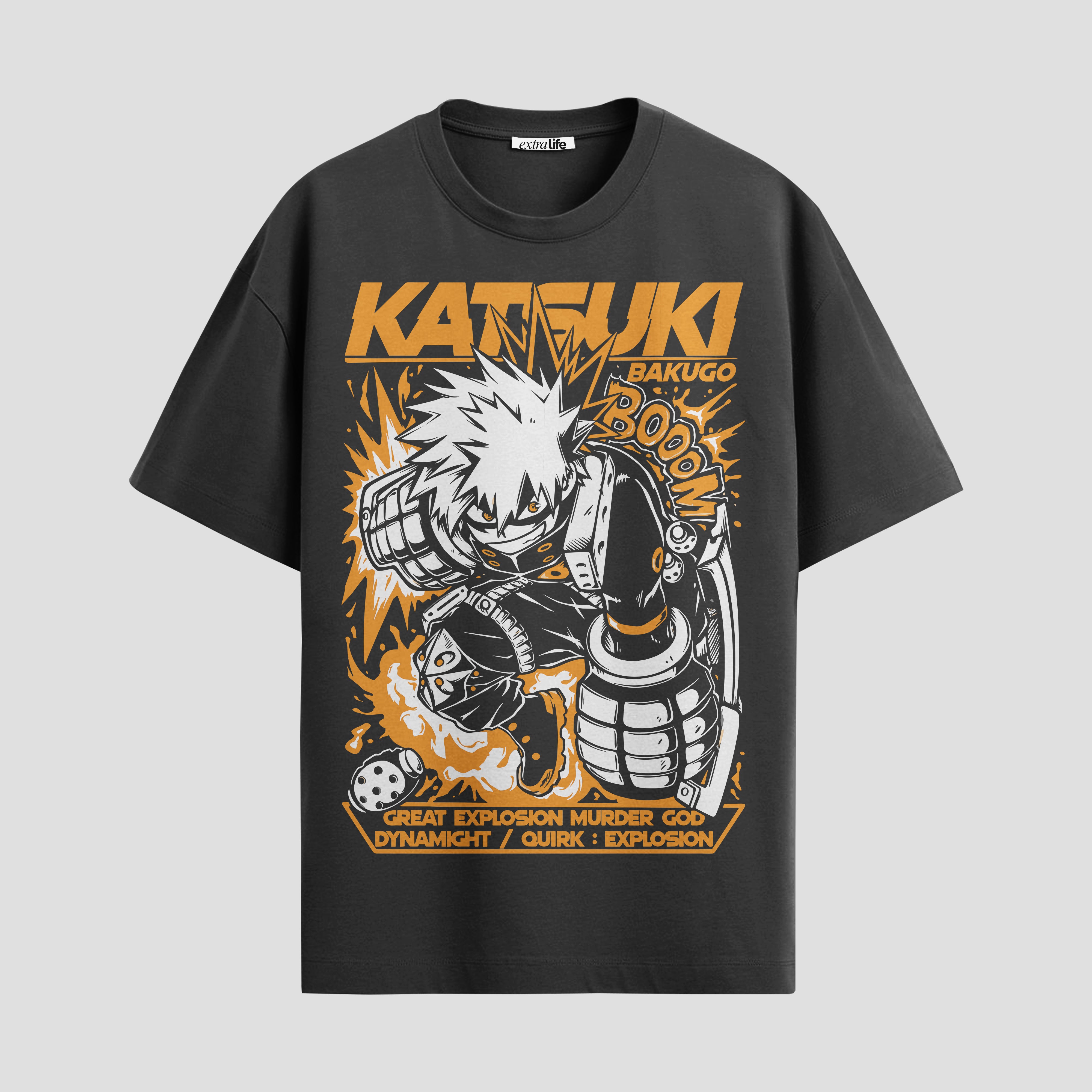 Playera urbana de anime y gaming ExtraLife MX, corte Standard Fit unisex ligero y transpirable en color Deep Black y Pure White, ropa de uso diario para gym y casual.