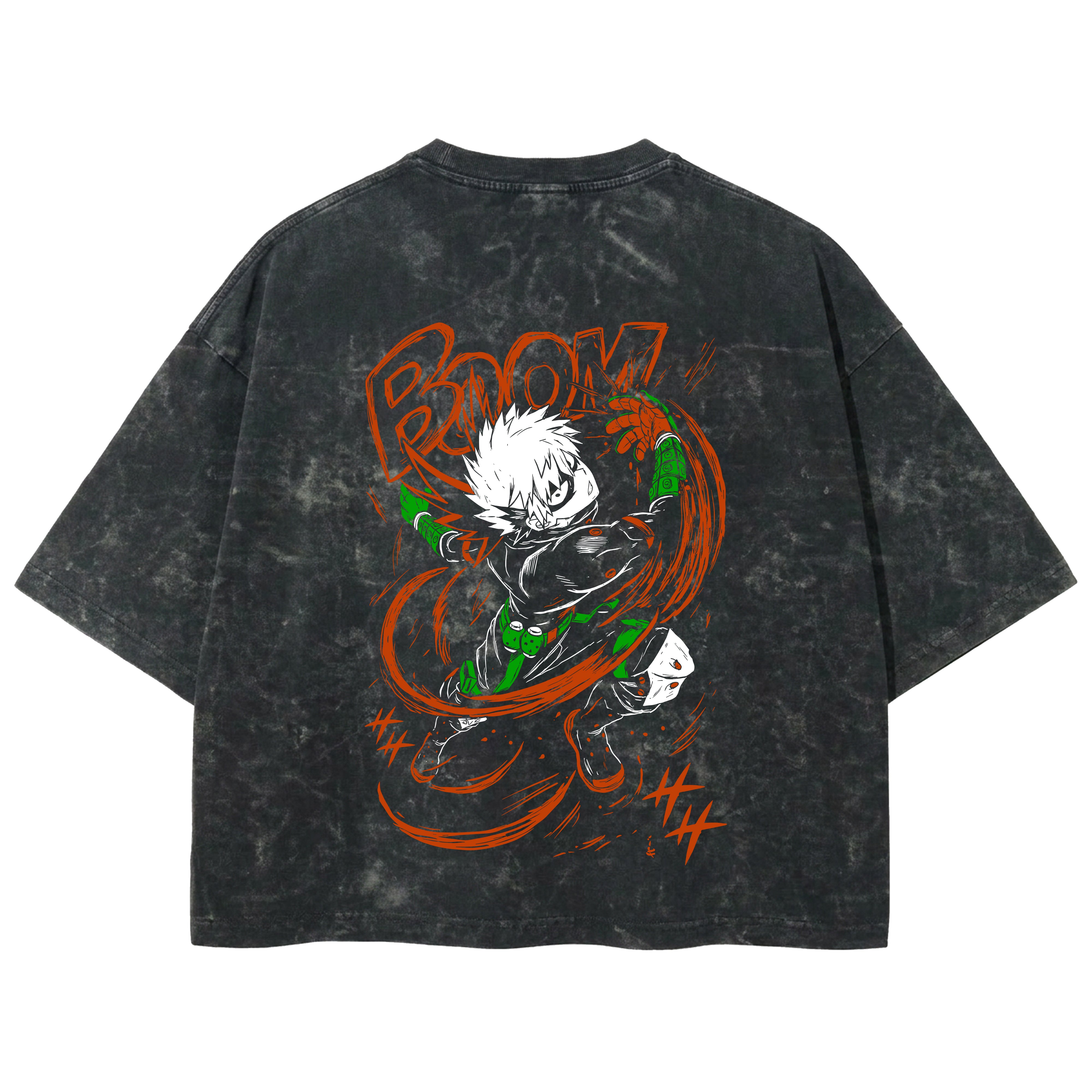 Playera streetwear premium de anime y gaming ExtraLife MX, corte boxy deluxe mineral wash heavyweight en color Acid Wash, moda urbana mexicana de culto.