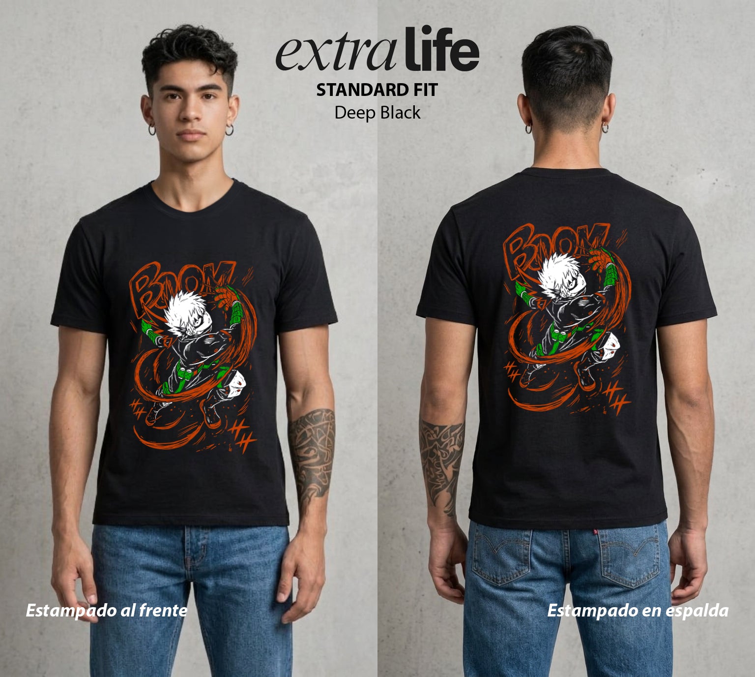 La Academia de Heroes | El Orgullo Explosivo #02526 - Playera Standard Fit | Deep Black - Foto en modelo