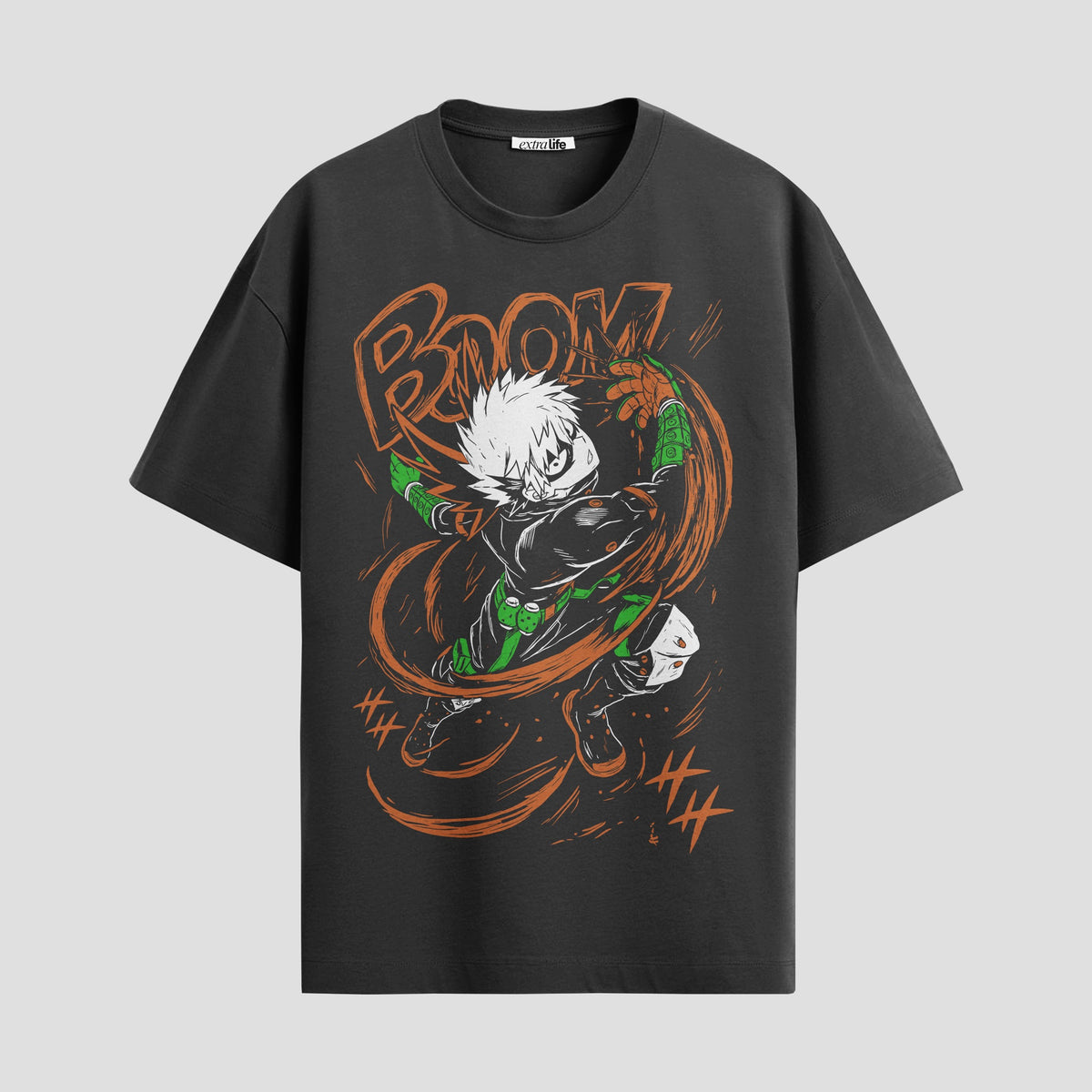 Playera urbana de anime y gaming ExtraLife MX, corte Classic Premium unisex ligero y transpirable en color Deep Black y Pure White, ropa de uso diario para gym y casual.