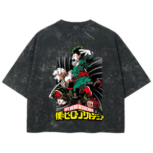 Playera streetwear premium de anime y gaming ExtraLife MX, corte boxy deluxe mineral wash heavyweight en color Acid Wash, moda urbana mexicana de culto.