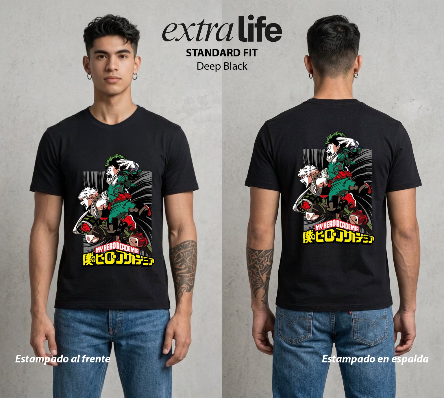 La Academia de Heroes | El Heredero del Simbolo #02527 - Playera Standard Fit | Deep Black - Foto en modelo