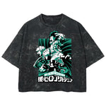 Playera streetwear premium de anime y gaming ExtraLife MX, corte boxy deluxe mineral wash heavyweight en color Acid Wash, moda urbana mexicana de culto.