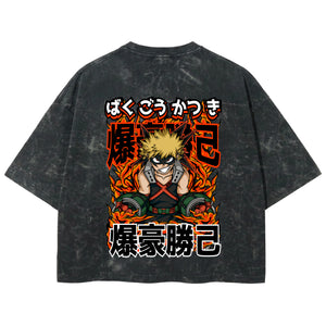Playera streetwear premium de anime y gaming ExtraLife MX, corte boxy deluxe mineral wash heavyweight en color Acid Wash, moda urbana mexicana de culto.