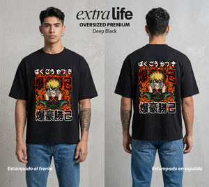 La Academia de Heroes | El Orgullo del Plus Ultra #02529 - Playera Oversized Premium | Deep Black - Foto en modelo