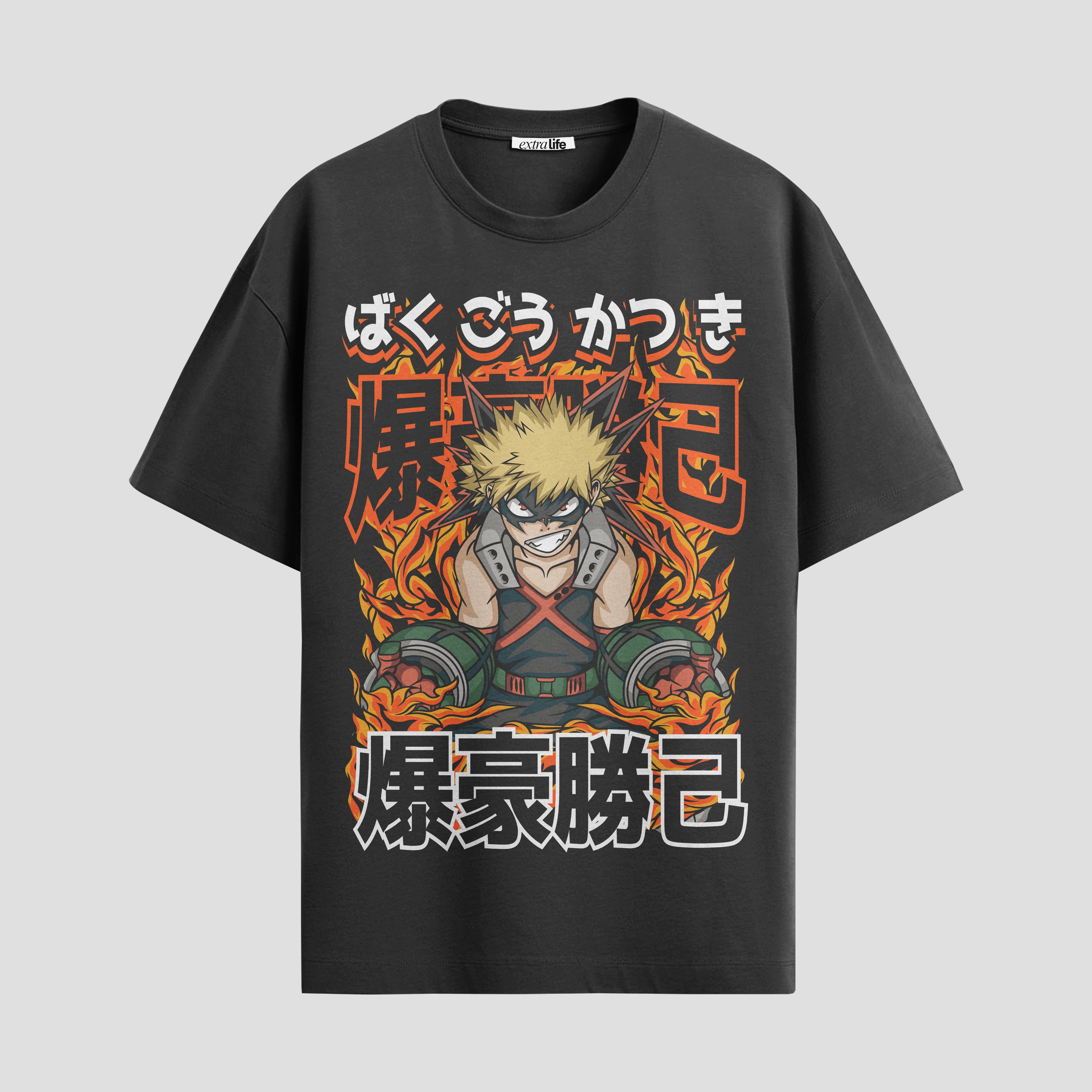 Playera urbana de anime y gaming ExtraLife MX, corte Standard Fit unisex ligero y transpirable en color Deep Black y Pure White, ropa de uso diario para gym y casual.