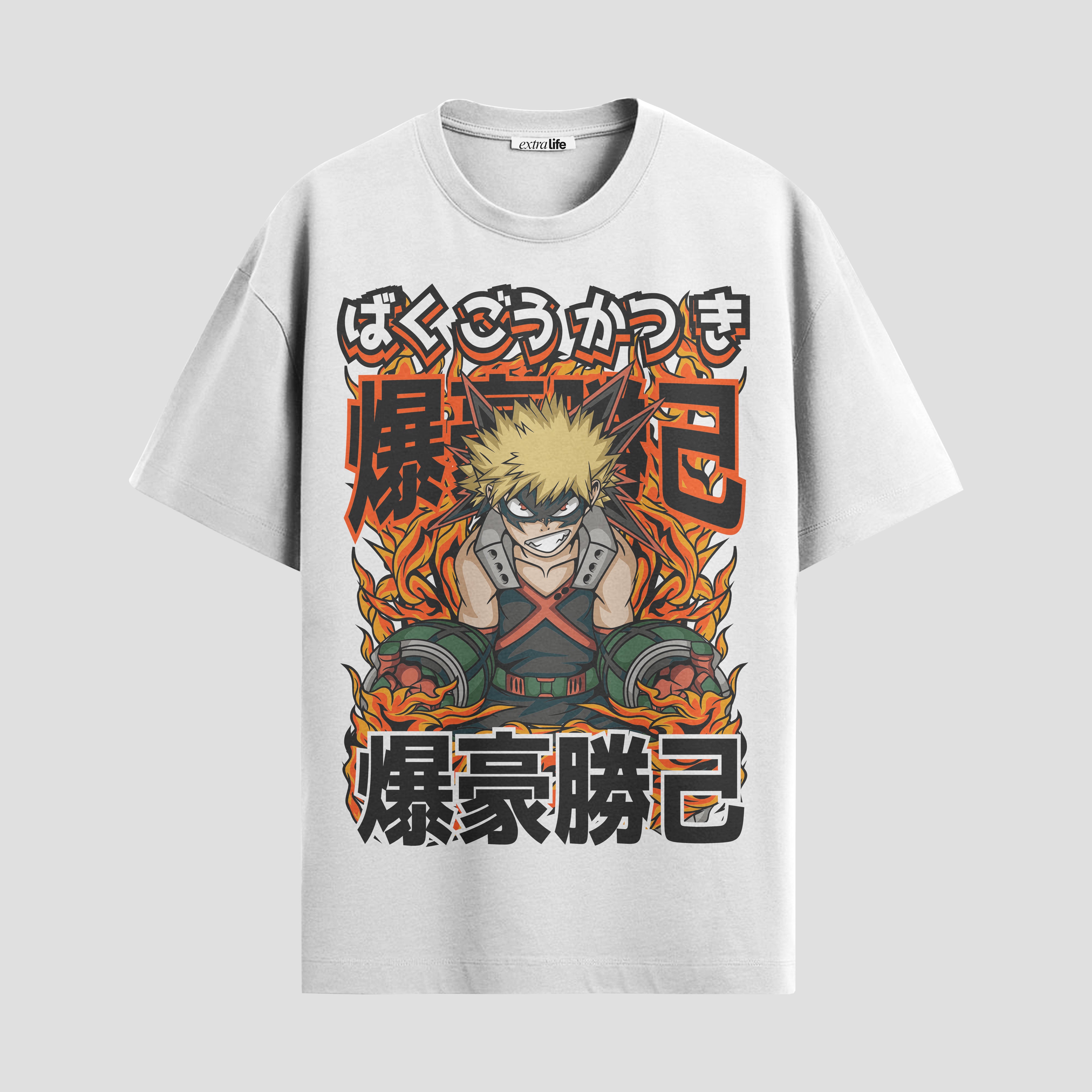 Playera urbana de anime y gaming ExtraLife MX, corte Standard Fit unisex ligero y transpirable en color Deep Black y Pure White, ropa de uso diario para gym y casual.