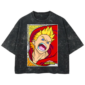 Playera streetwear premium de anime y gaming ExtraLife MX, corte boxy deluxe mineral wash heavyweight en color Acid Wash, moda urbana mexicana de culto.