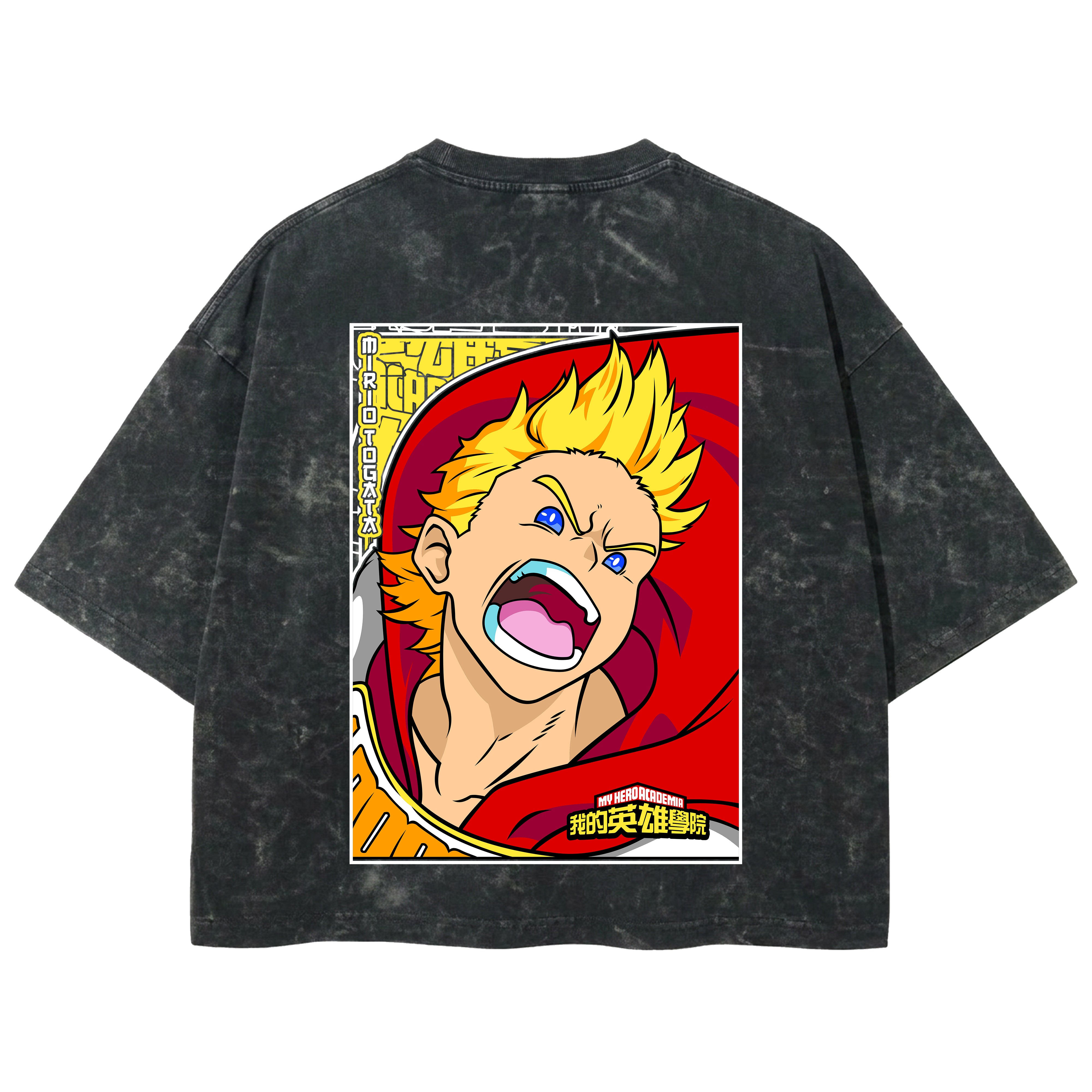 Playera streetwear premium de anime y gaming ExtraLife MX, corte boxy deluxe mineral wash heavyweight en color Acid Wash, moda urbana mexicana de culto.