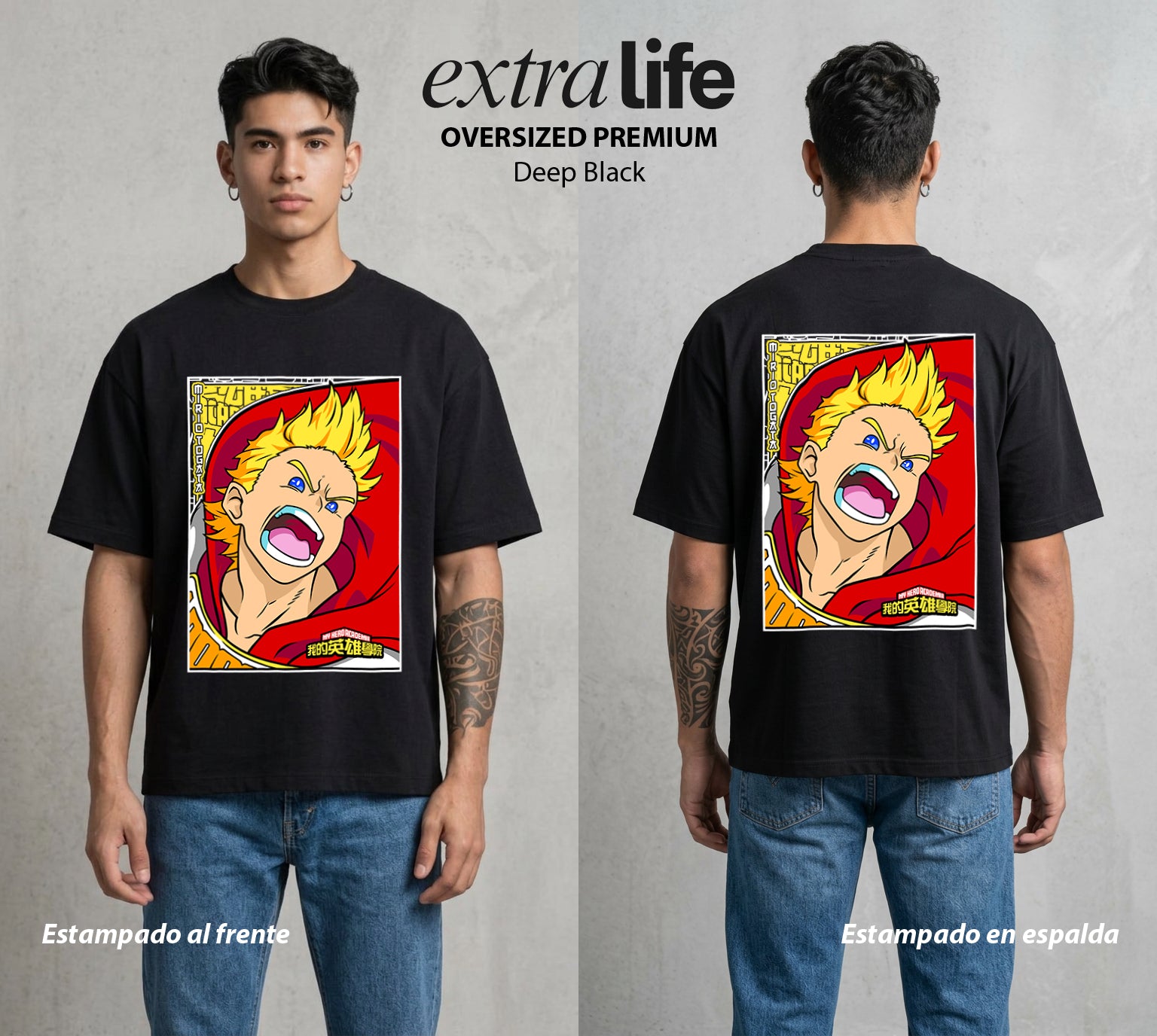 La Academia de Heroes | El Fantasma del Millon #02531 - Playera Oversized Premium | Deep Black - Foto en modelo
