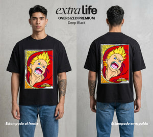 La Academia de Heroes | El Fantasma del Millon #02531 - Playera Oversized Premium | Deep Black - Foto en modelo