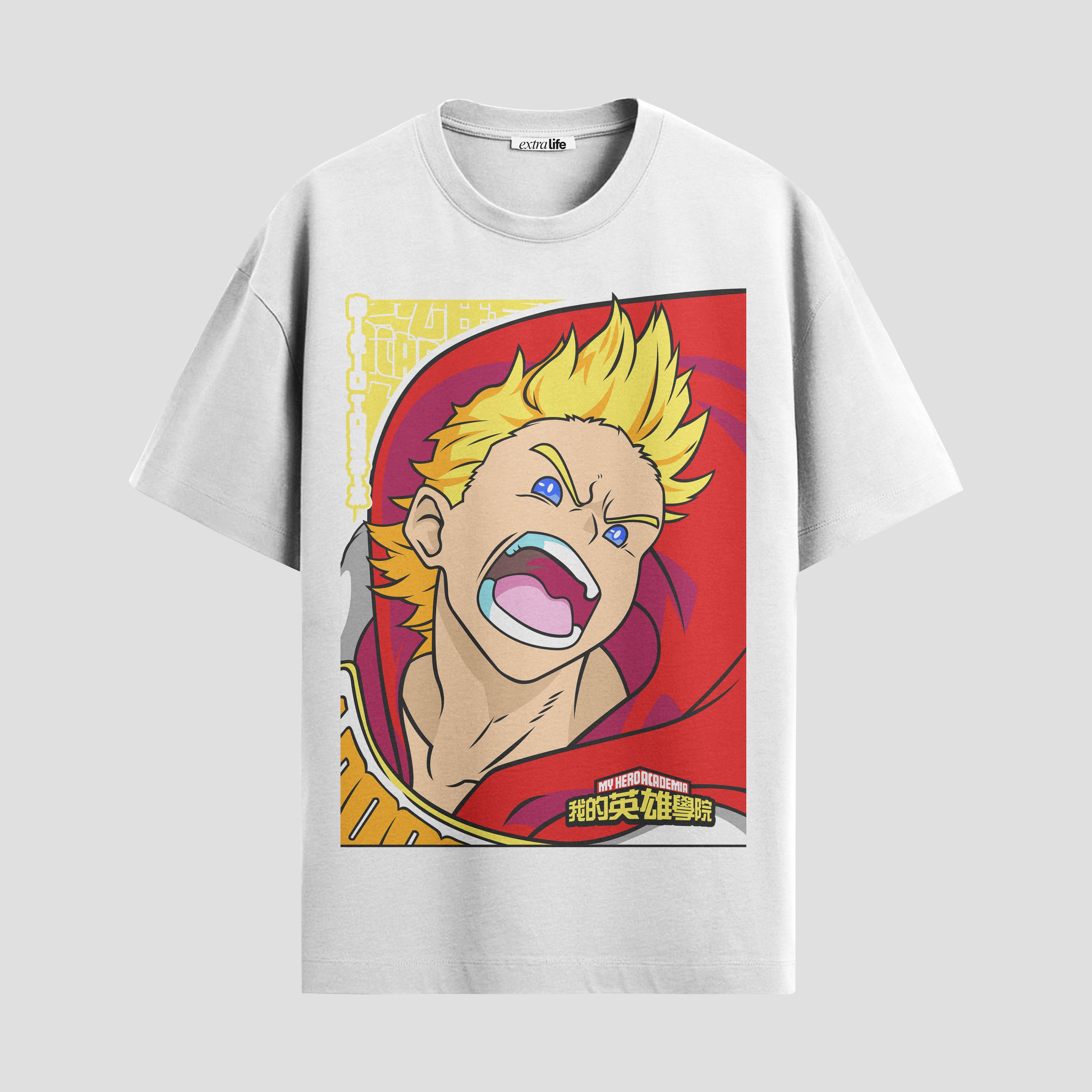 Playera urbana de anime y gaming ExtraLife MX, corte Standard Fit unisex ligero y transpirable en color Deep Black y Pure White, ropa de uso diario para gym y casual.