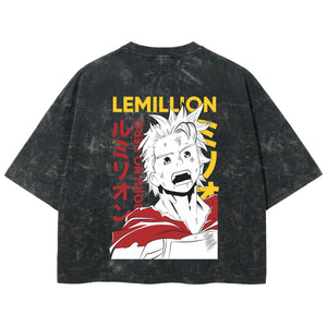 Playera streetwear premium de anime y gaming ExtraLife MX, corte boxy deluxe mineral wash heavyweight en color Acid Wash, moda urbana mexicana de culto.