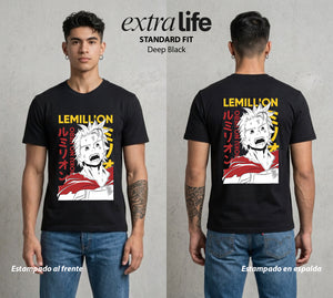 La Academia de Heroes | El Plus Ultra Atraviesa #02532 - Playera Standard Fit | Deep Black - Foto en modelo