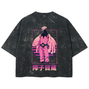 Playera streetwear premium de anime y gaming ExtraLife MX, corte boxy deluxe mineral wash heavyweight en color Acid Wash, moda urbana mexicana de culto.