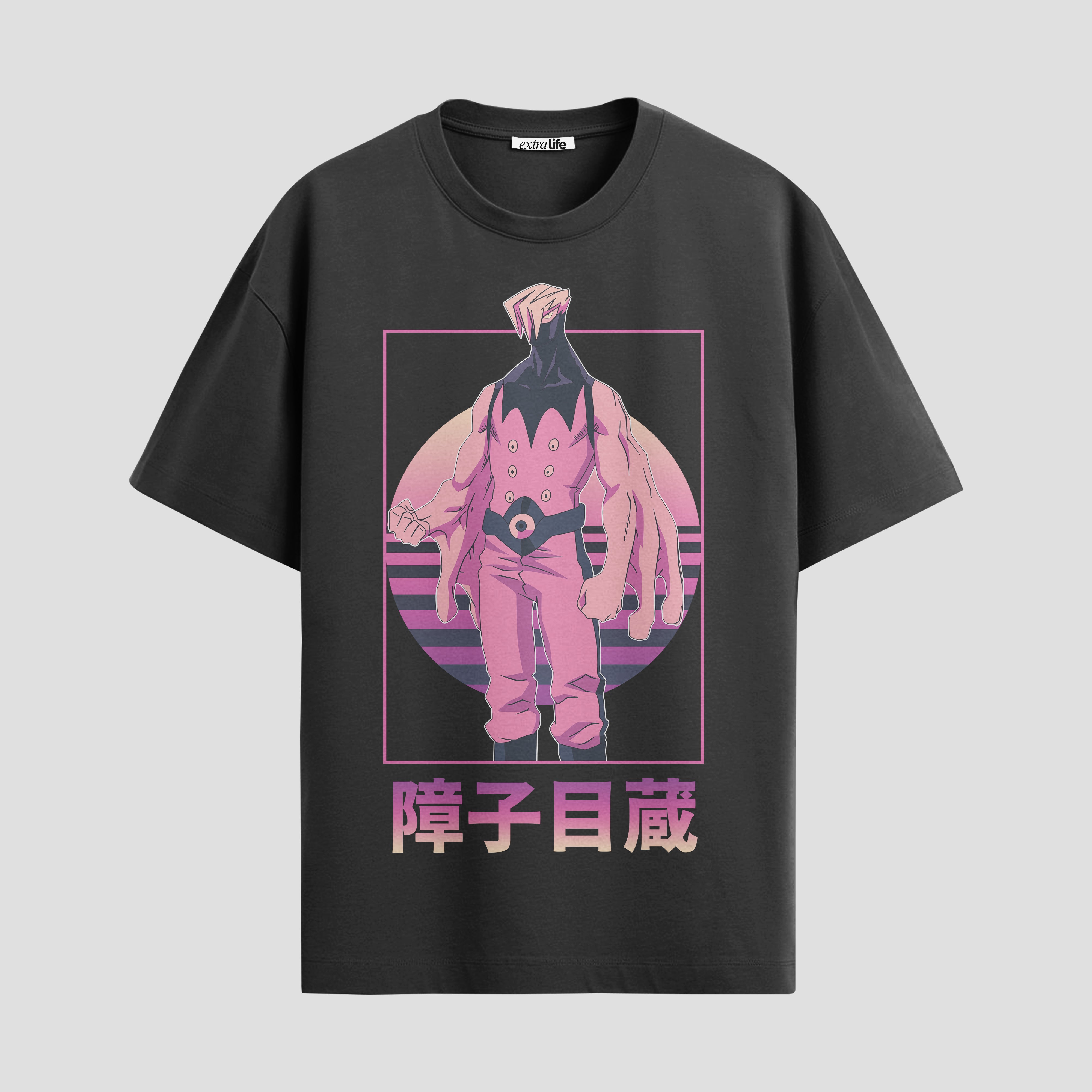 Playera urbana de anime y gaming ExtraLife MX, corte Standard Fit unisex ligero y transpirable en color Deep Black y Pure White, ropa de uso diario para gym y casual.