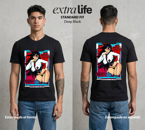 La Academia de Heroes | La Heroina Oscura #02535 - Playera Standard Fit | Deep Black - Foto en modelo