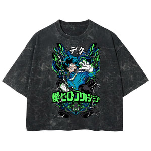 Playera streetwear premium de anime y gaming ExtraLife MX, corte boxy deluxe mineral wash heavyweight en color Acid Wash, moda urbana mexicana de culto.