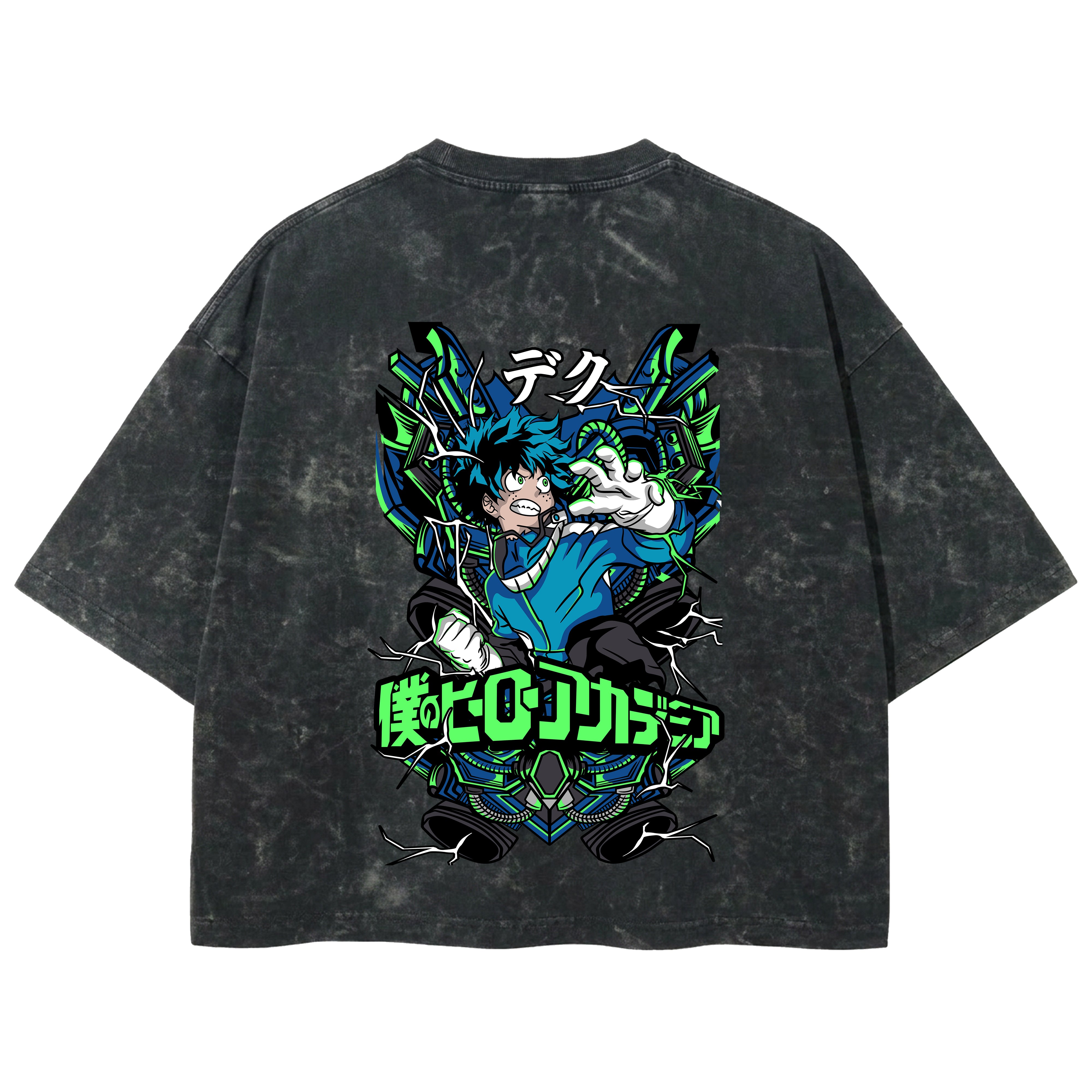 Playera streetwear premium de anime y gaming ExtraLife MX, corte boxy deluxe mineral wash heavyweight en color Acid Wash, moda urbana mexicana de culto.