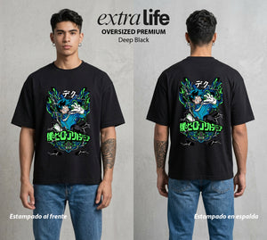 La Academia de Heroes | El Heroe Analista #02536 - Playera Oversized Premium | Deep Black - Foto en modelo