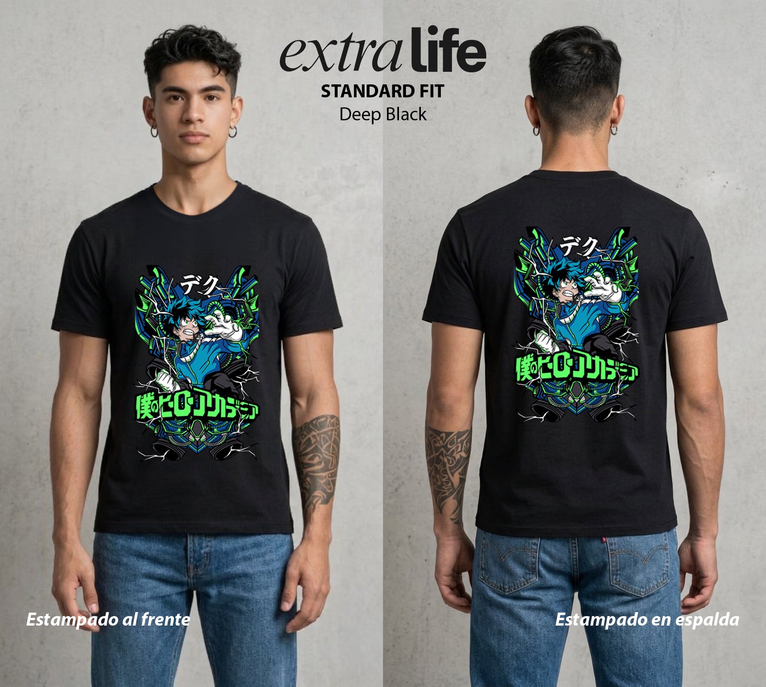 La Academia de Heroes | El Heroe Analista #02536 - Playera Standard Fit | Deep Black - Foto en modelo