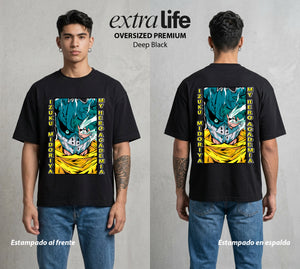 La Academia de Heroes | El Cuaderno del Heroe #02537 - Playera Oversized Premium | Deep Black - Foto en modelo