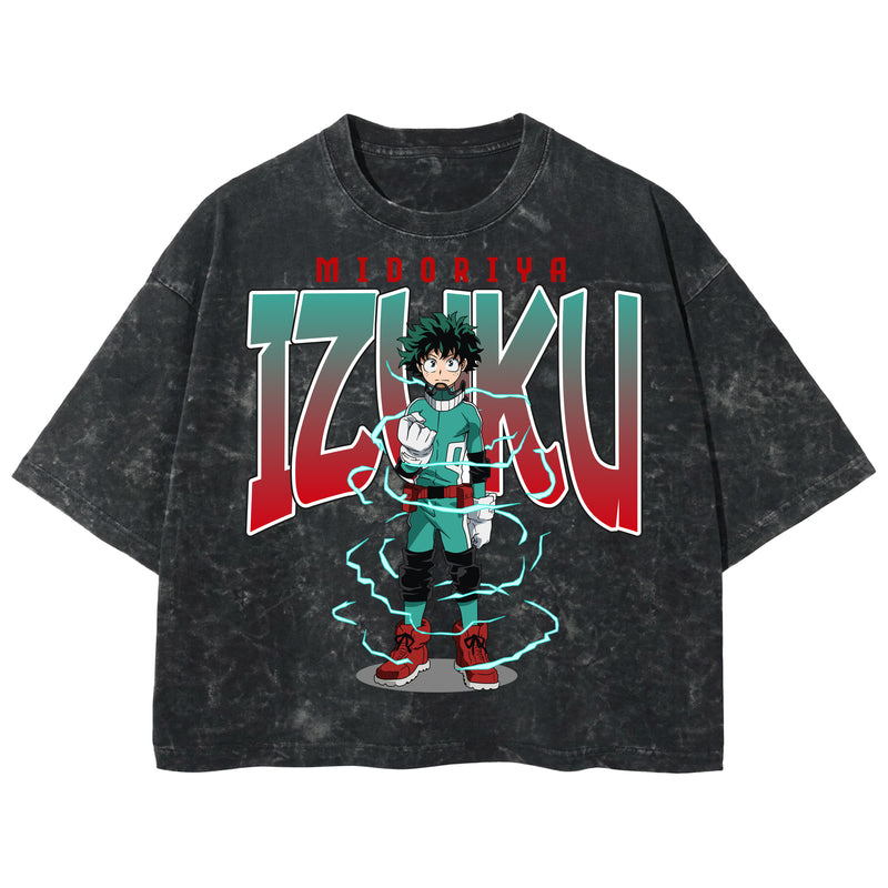 Playera streetwear premium de anime y gaming ExtraLife MX, corte boxy deluxe mineral wash heavyweight en color Acid Wash, moda urbana mexicana de culto.