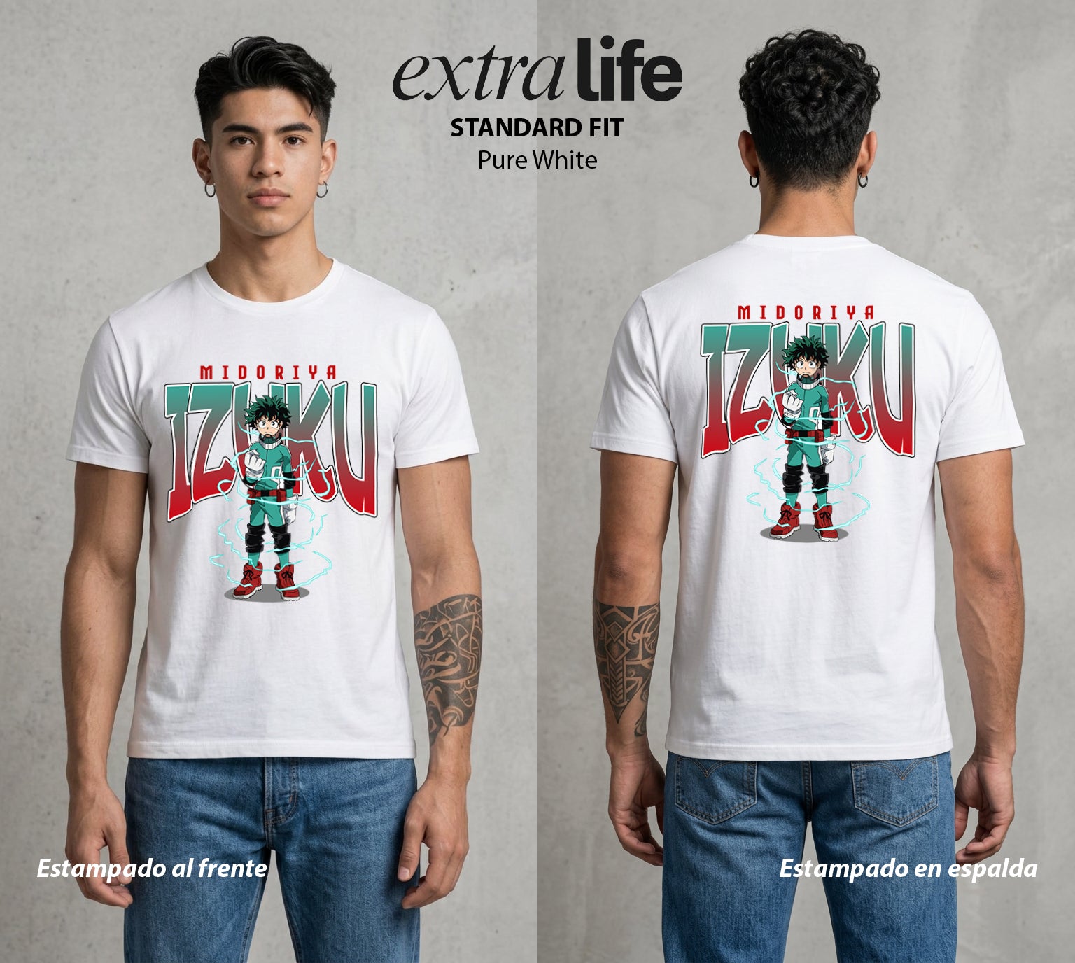 La Academia de Heroes | El Corazon del Plus Ultra #02539 - Playera Standard Fit | Pure White - Foto en modelo