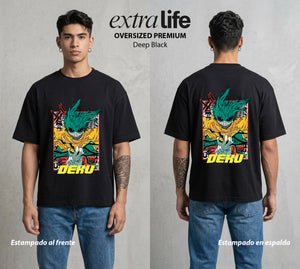La Academia de Heroes | Del Diario al Heroe #02540 - Playera Oversized Premium | Deep Black - Foto en modelo