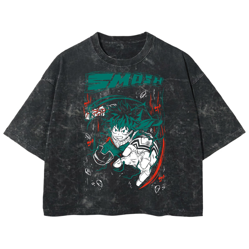 Playera streetwear premium de anime y gaming ExtraLife MX, corte boxy deluxe mineral wash heavyweight en color Acid Wash, moda urbana mexicana de culto.