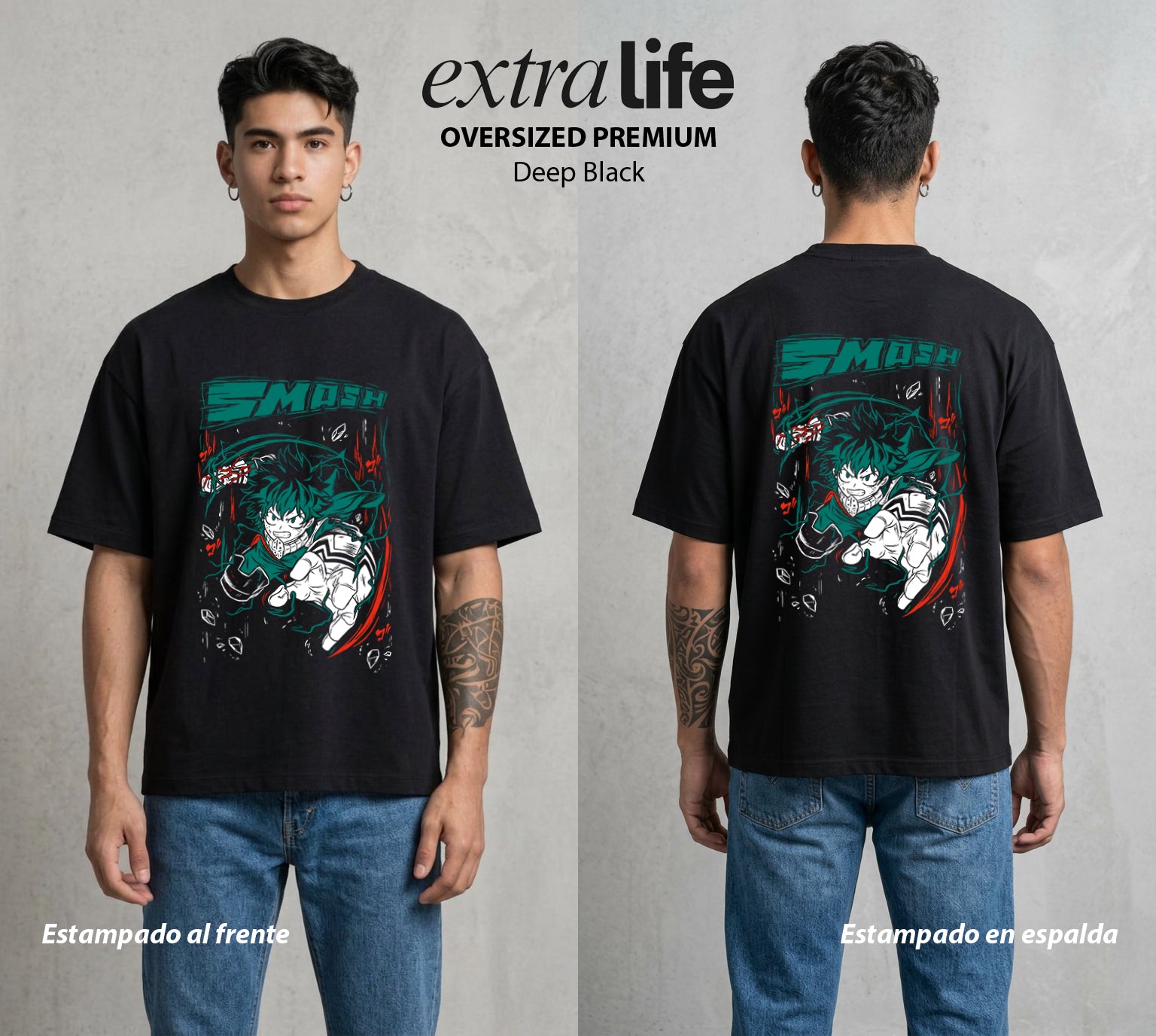 La Academia de Heroes | La Voluntad del Heredero #02543 - Playera Oversized Premium | Deep Black - Foto en modelo