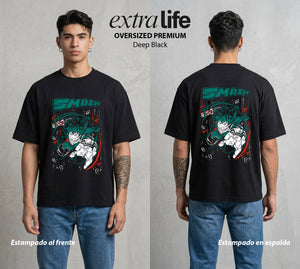 La Academia de Heroes | La Voluntad del Heredero #02543 - Playera Oversized Premium | Deep Black - Foto en modelo