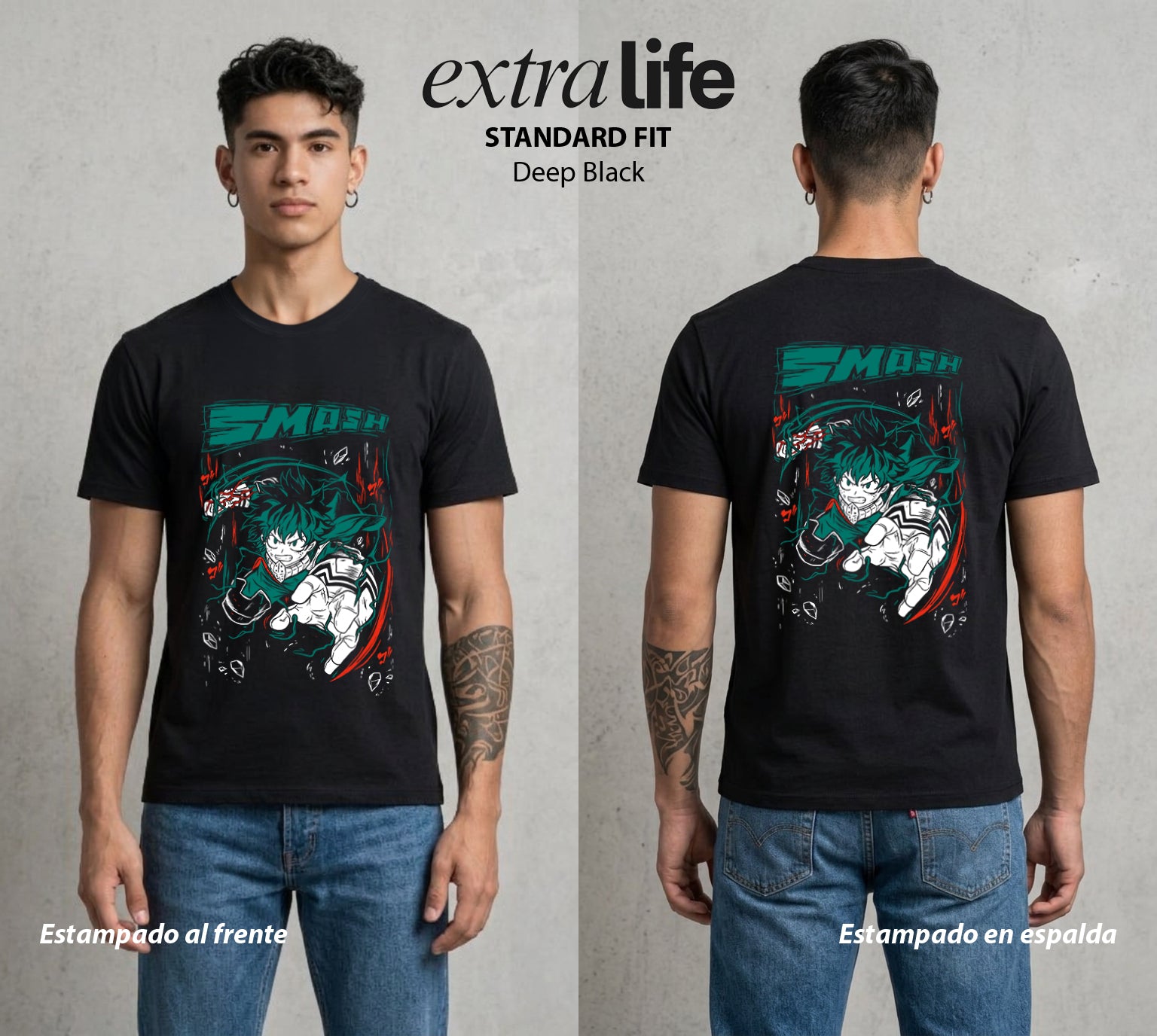 La Academia de Heroes | La Voluntad del Heredero #02543 - Playera Standard Fit | Deep Black - Foto en modelo