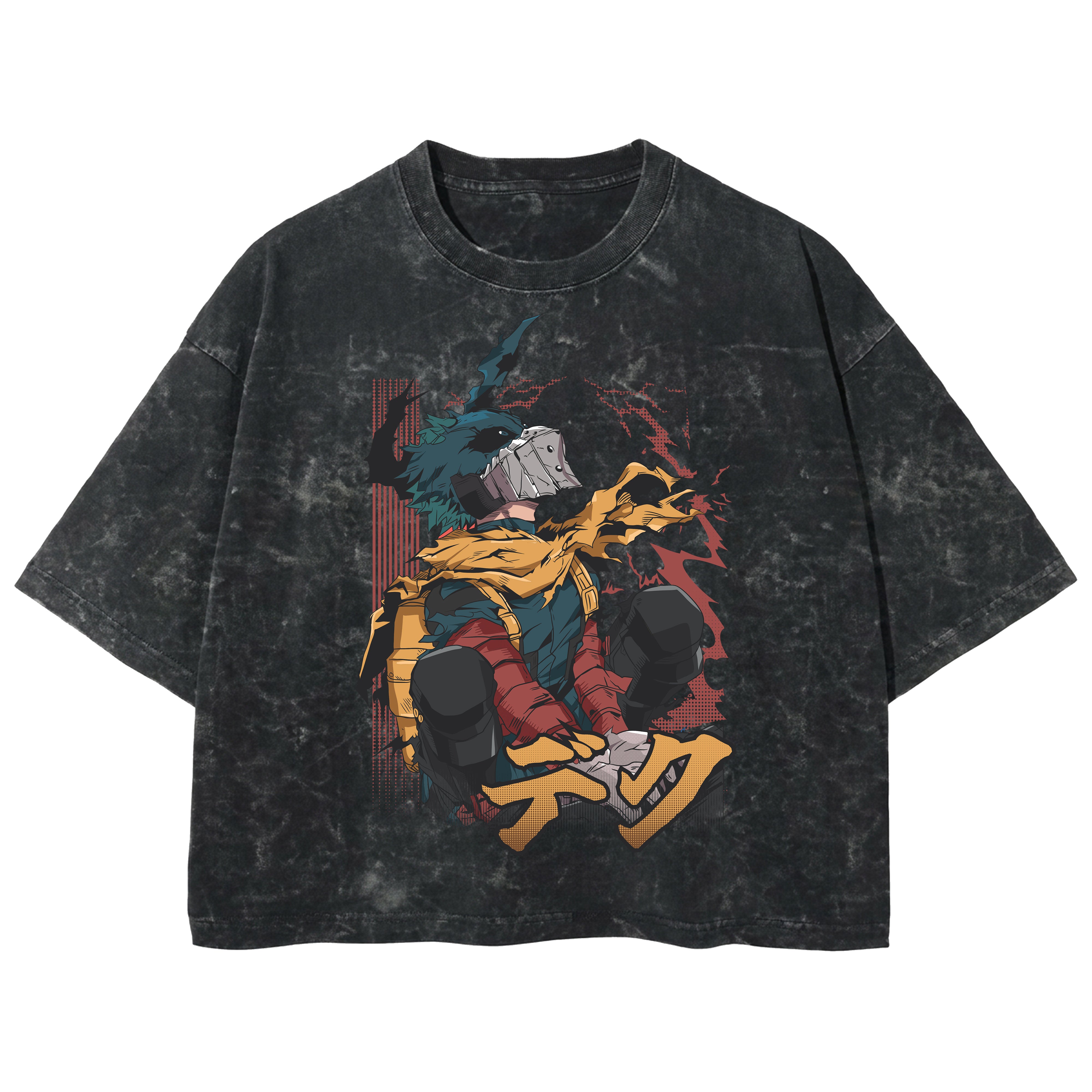 Playera streetwear premium de anime y gaming ExtraLife MX, corte boxy deluxe mineral wash heavyweight en color Acid Wash, moda urbana mexicana de culto.