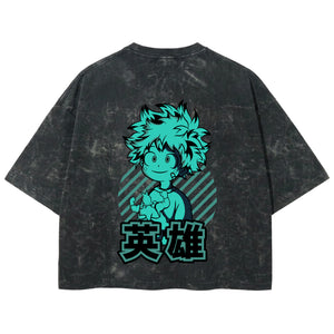 Playera streetwear premium de anime y gaming ExtraLife MX, corte boxy deluxe mineral wash heavyweight en color Acid Wash, moda urbana mexicana de culto.