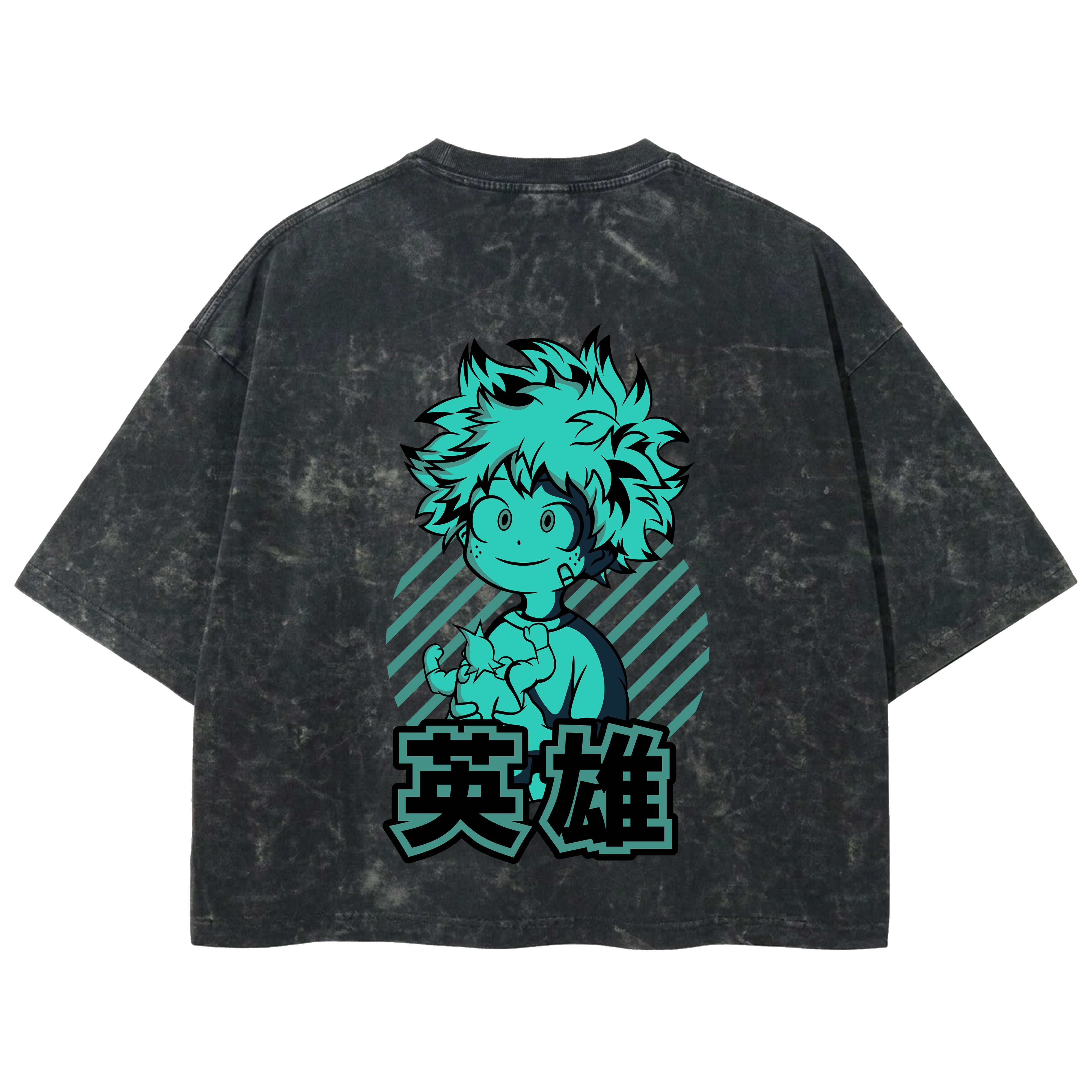 Playera streetwear premium de anime y gaming ExtraLife MX, corte boxy deluxe mineral wash heavyweight en color Acid Wash, moda urbana mexicana de culto.